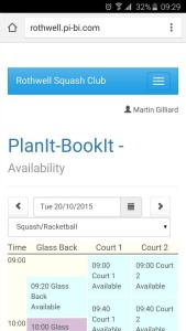 smartphone online squash booking system